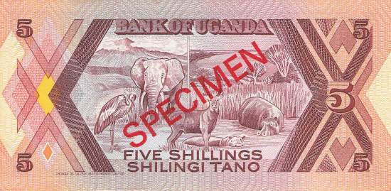 Uganda 5 Shilling 1987 p.27 Specimen